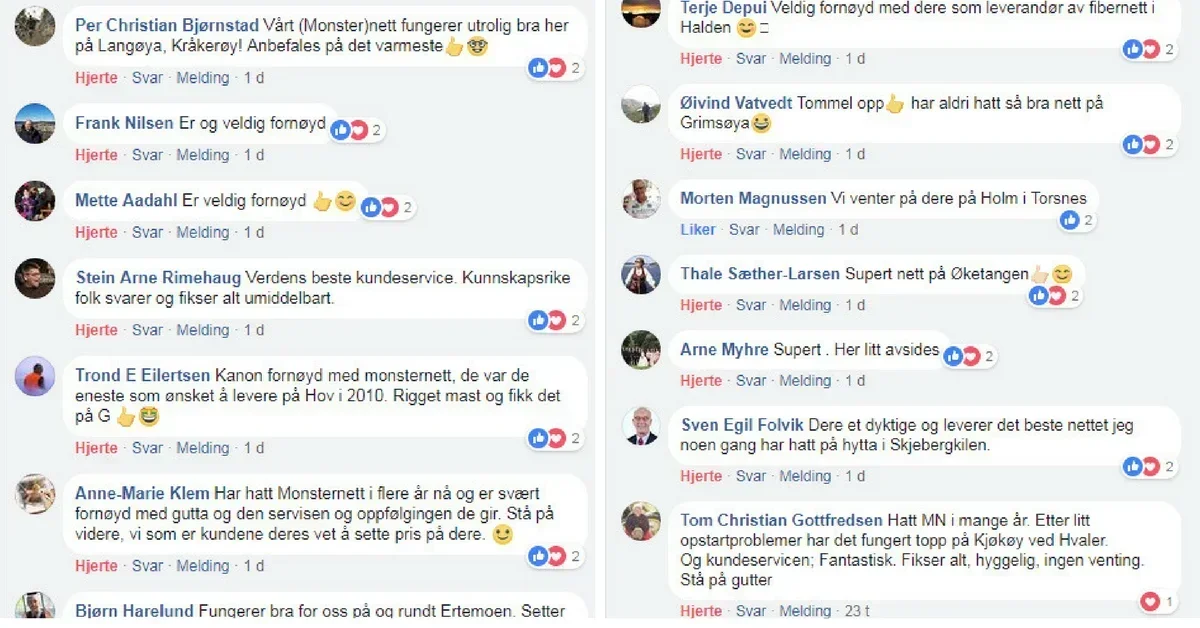 Dette sier Monsternetts kunder ;)